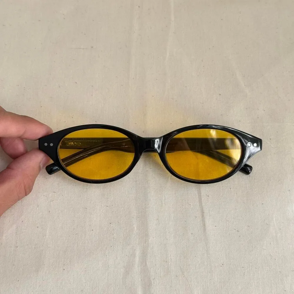 y2k sporty black round aviator sunglasses